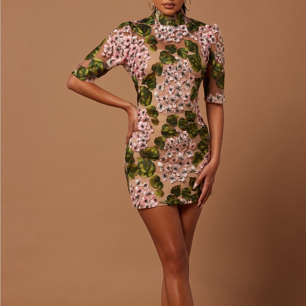 NWT Floral Embroidered Mini Dress